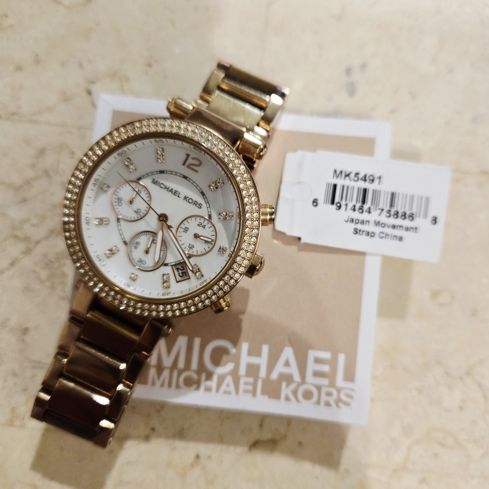 Michael Kors Designer Parker Rose Gold-Tone Watch MK5491 Excellent Condition